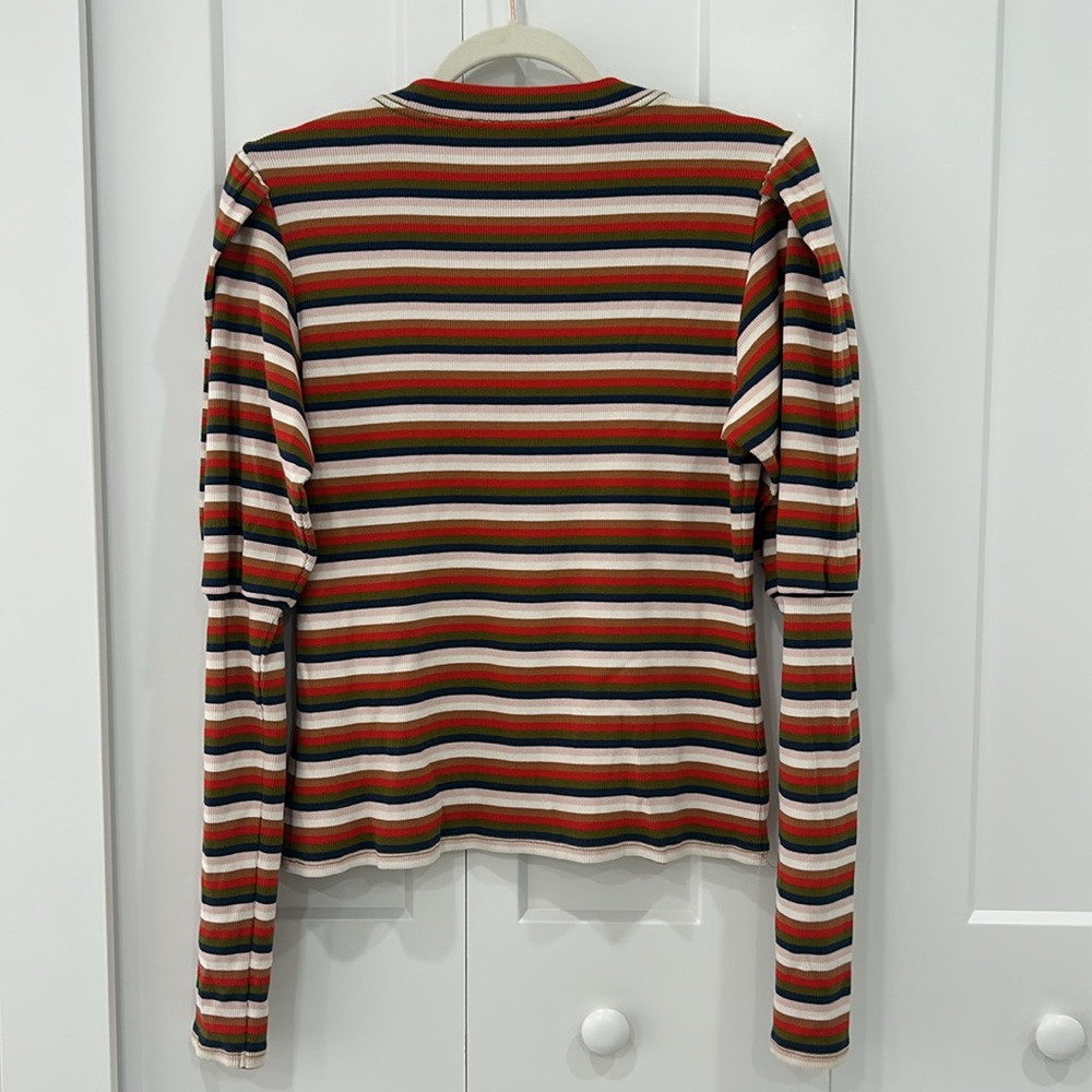 Veronica Beard Striped Puff Shoulder Top - Medium - Picture 7 of 8